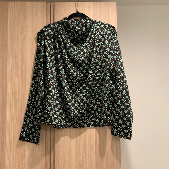 Zara Printed Draped Long Sleeve Blouse - L - Picture 3 of 9